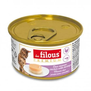 Natvoer met kip en garnalen voor katten Duo Mousse, 85 g, Les Filous