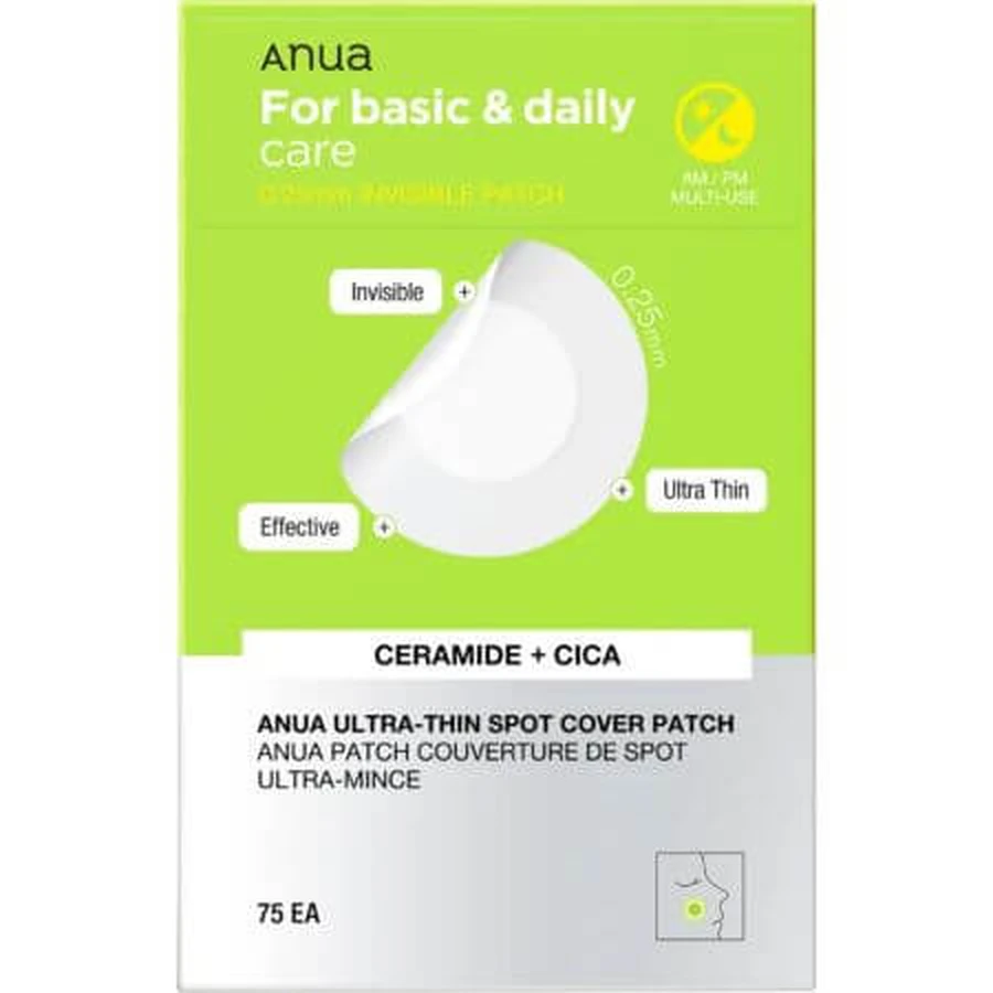 Parches hidrocoloidales con ceramidas para granos Parche ultrafino cubremanchas, 75 unidades, Anua