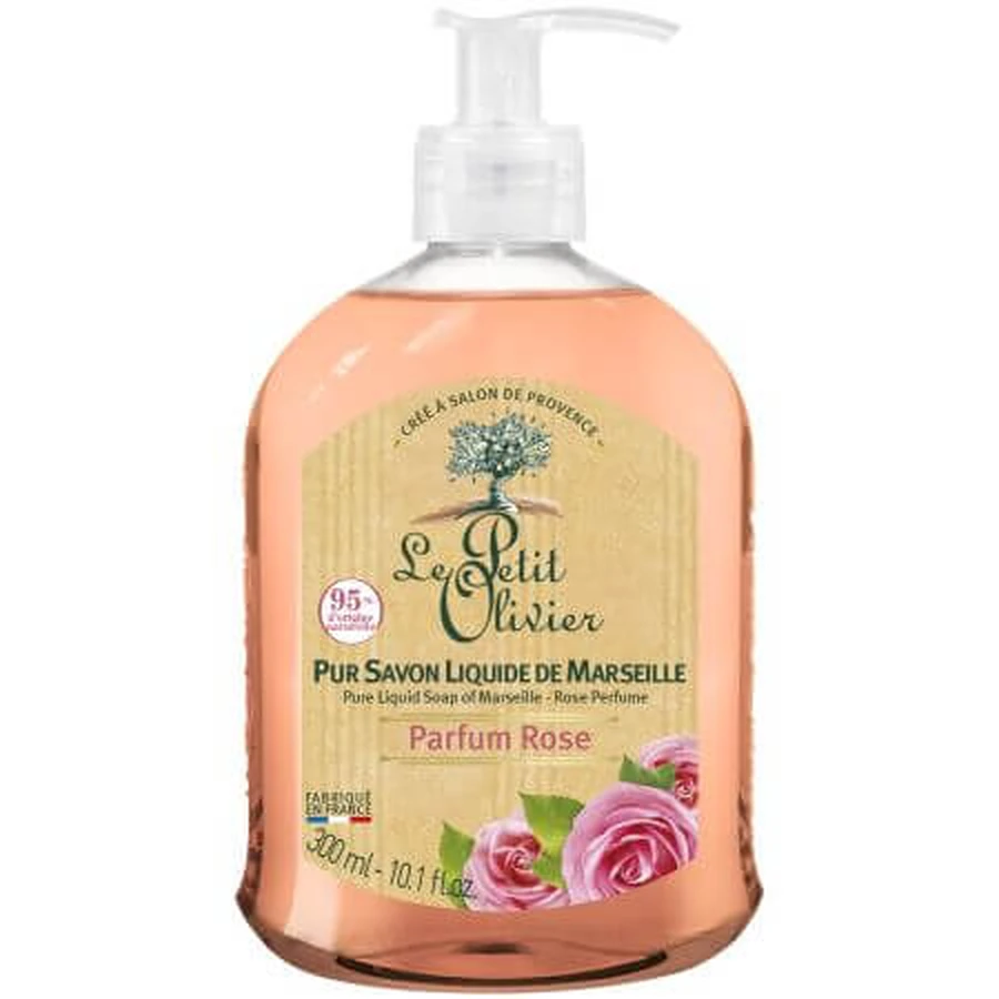 Sapone di Marsiglia liquido alla rosa, 300 ml, Le Petit Olivier