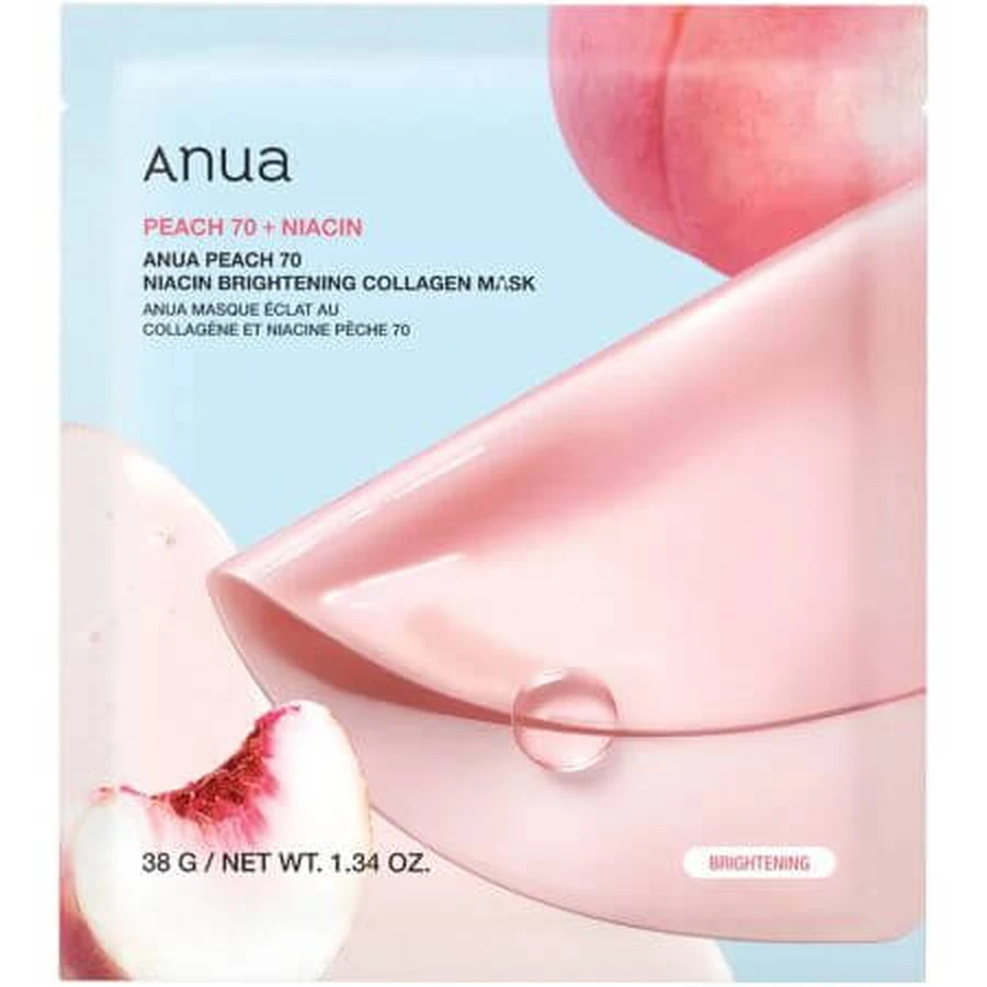 Perzik 70 Niacine Verhelderend Collageen Masker Perzik 70 Niacine Verhelderend Collageen Masker, 38 g, Anua