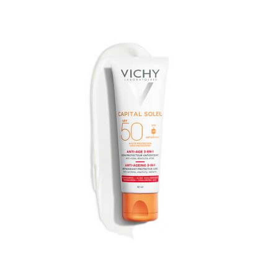 Vichy Capital Soleil Crema Antiarrugas Antioxidante 3 en 1 con FPS 50, 50 ml