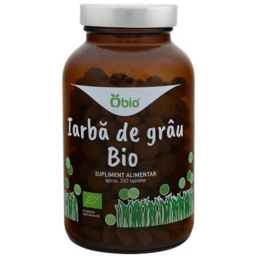 Hierba de trigo ecológica, 250 comprimidos, Obio