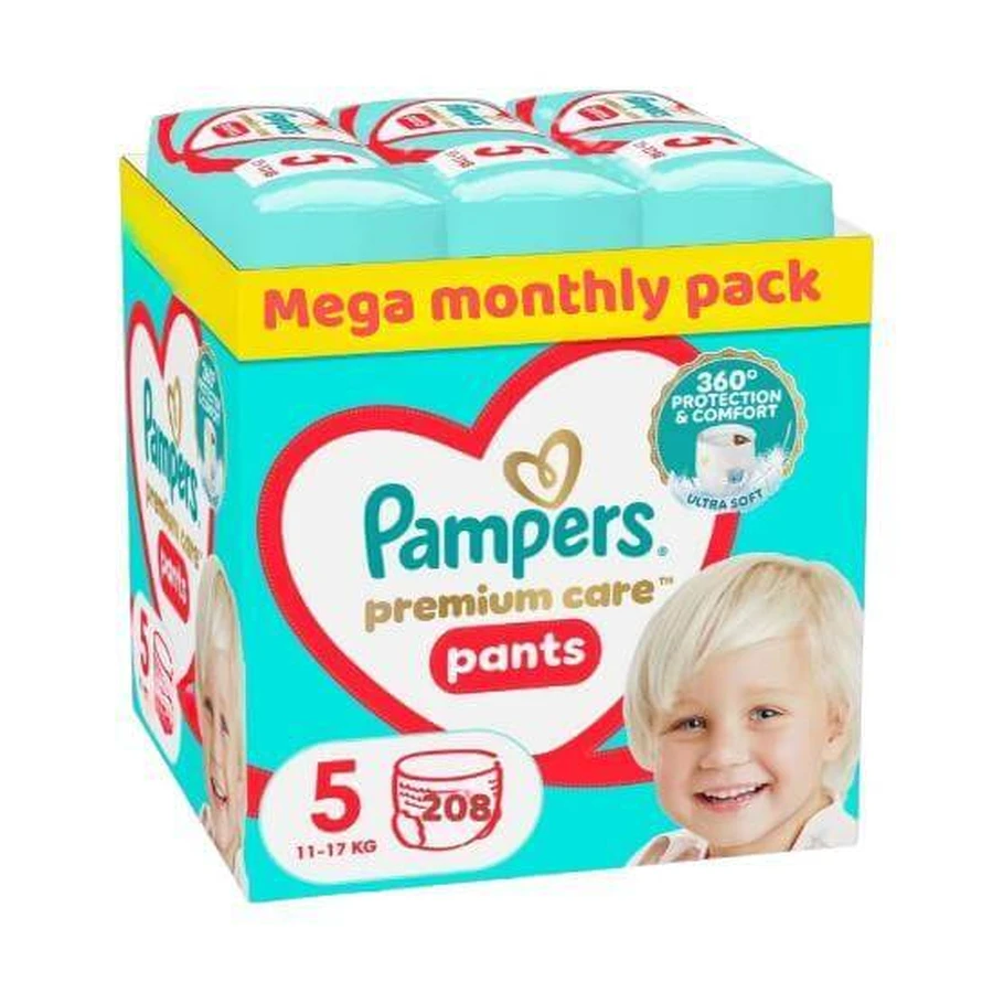 PAMPERS PAMPERS Premium Care Pants Luierbeugels Maat 5 (12kg-17kg) (4 Verpakkingen van 52 stuks)