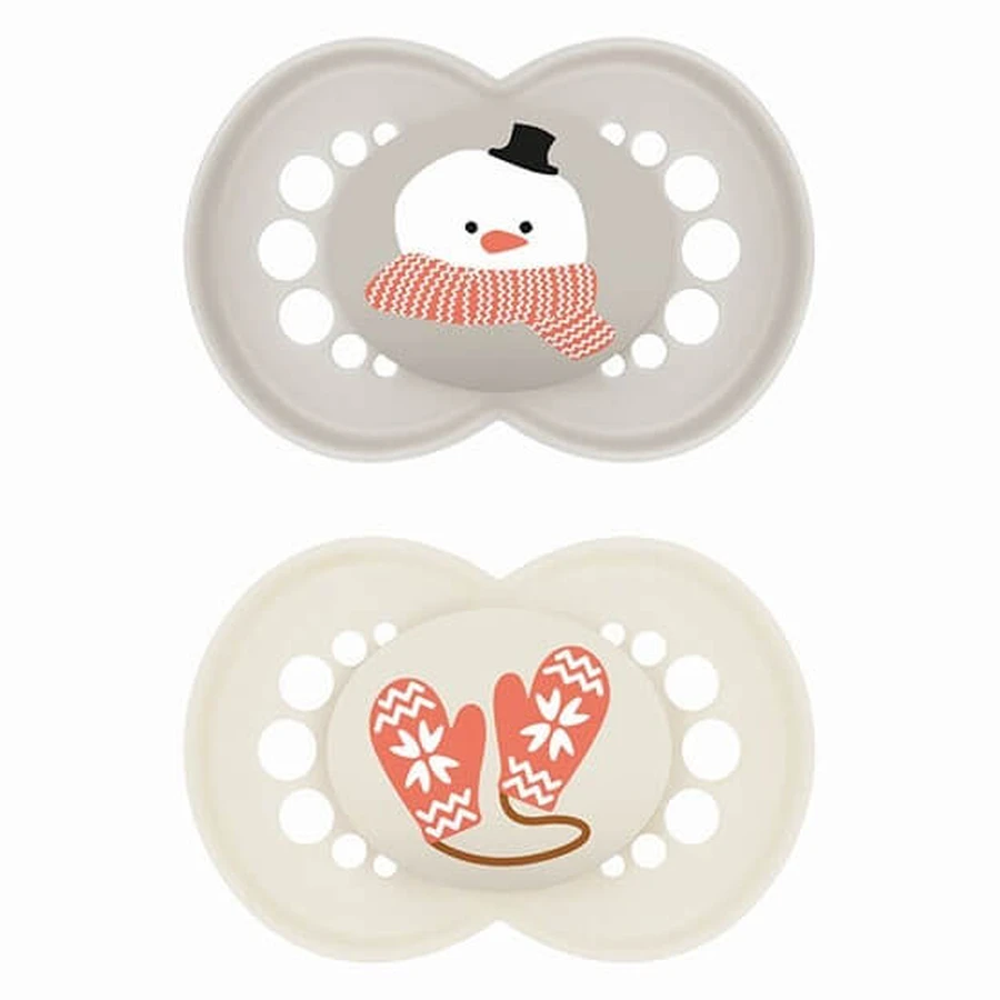 Ciuccio in silicone MAM originale edizione limitata invernale per 16+ mesi - pupazzo di neve/guanti