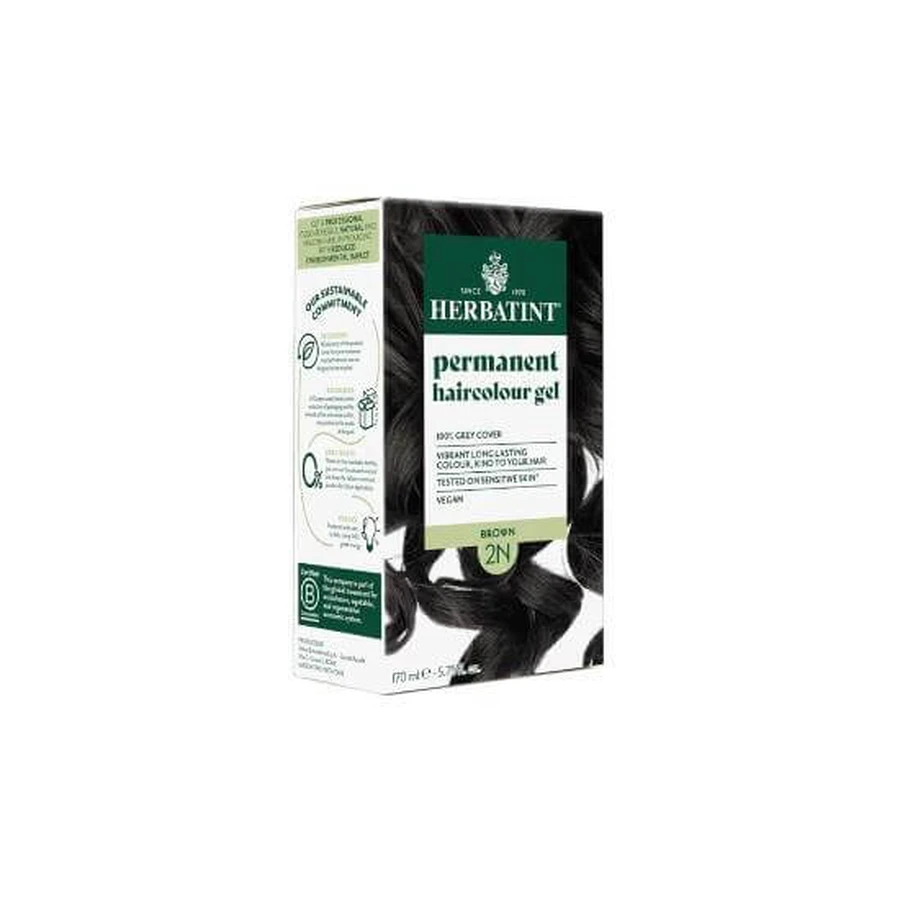 HERBATINT Permanente Haarfarbe Gel Ammoniakfrei Haarfarbe 2N Schwarz Braun 170ml