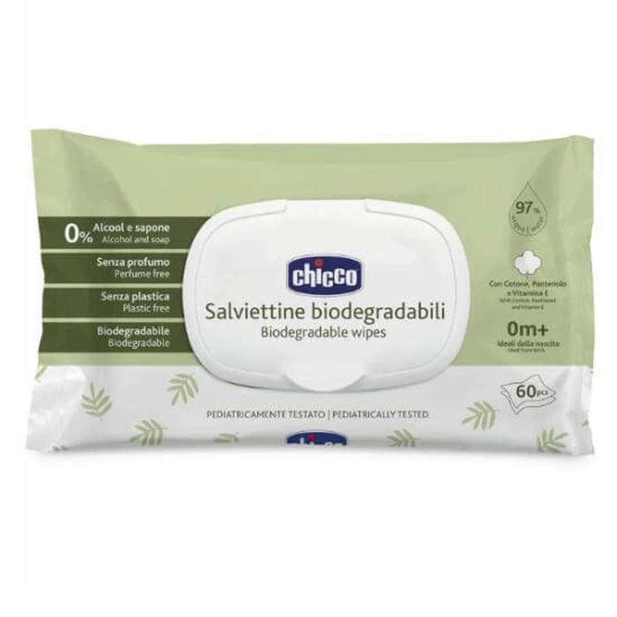 CHICCO Toallitas biodegradables Toallitas biodegradables, 60 piezas