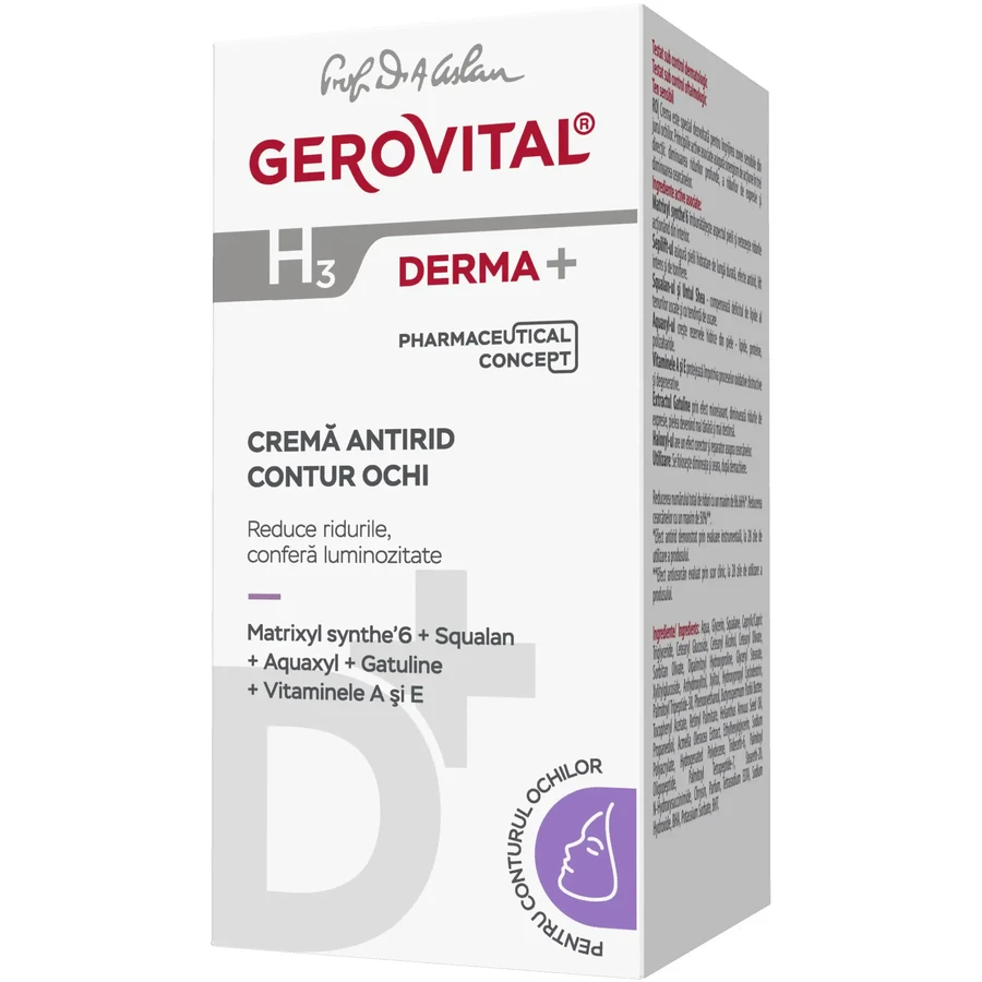Crema antirid contur ochi Gerovital H3 Derma+, 15 ml, Farmec