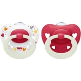 Chupete de Silicona NUK Signature Night 0-6 Meses 2 Piezas - Corazón Rojo