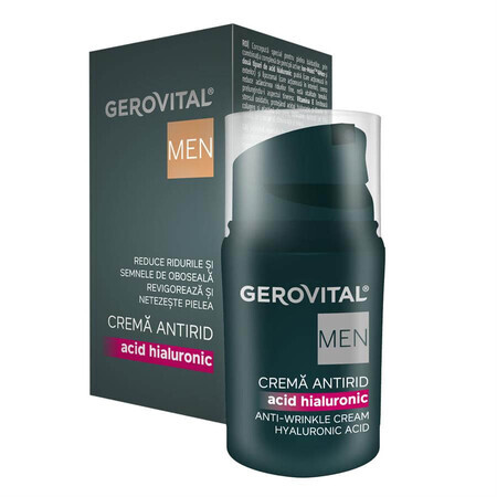 Crema antiarrugas con ácido hialurónico Gerovital Men, 30 ml, Farmec