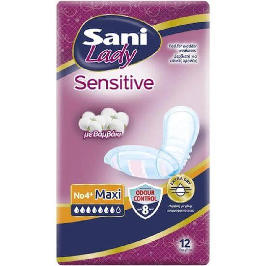 SANI Lady Sensitive Maxi Cotton Tampoane de bumbac No4+ 12 bucăți