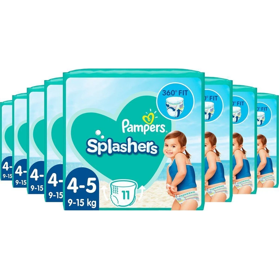 PAMPERS Couches Splashers Maillot de bain No 4-5 Pour 9-15kg 88 Pièces Boîte