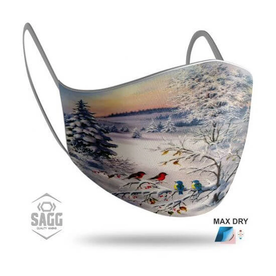 SAGG Unisex Stoffen Masker Kerst Wintervogels