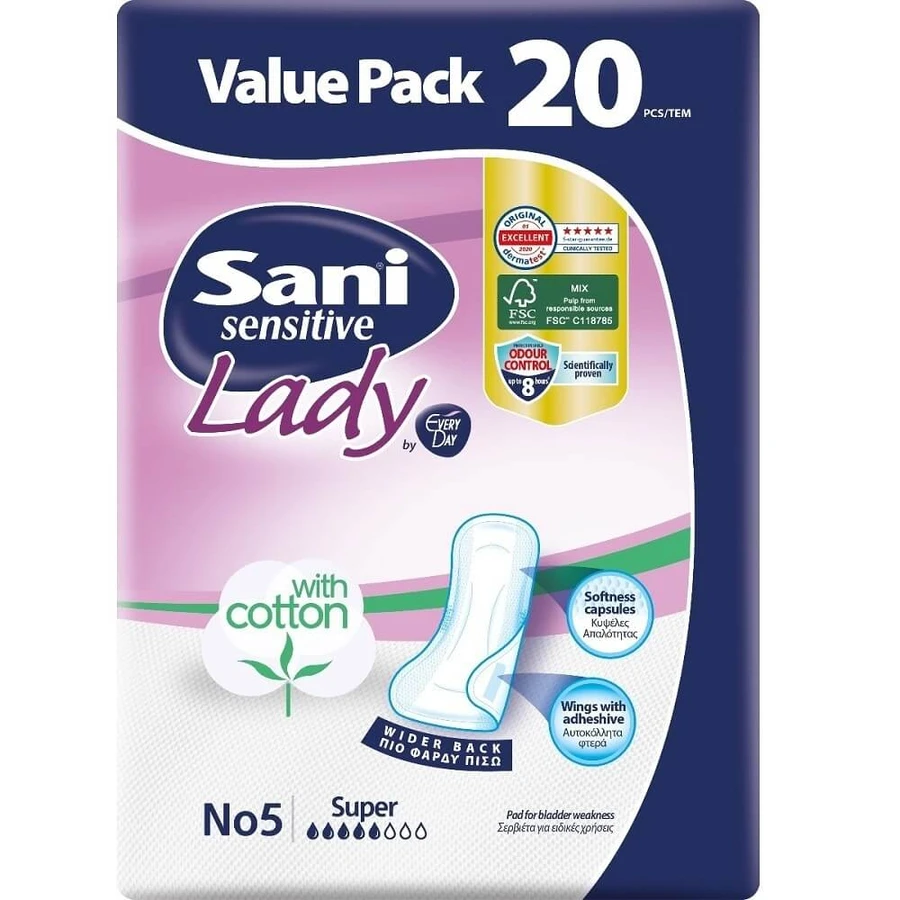 SANI Sensitive Lady Discreet Super No5 Cotton Pads 20 Pieces