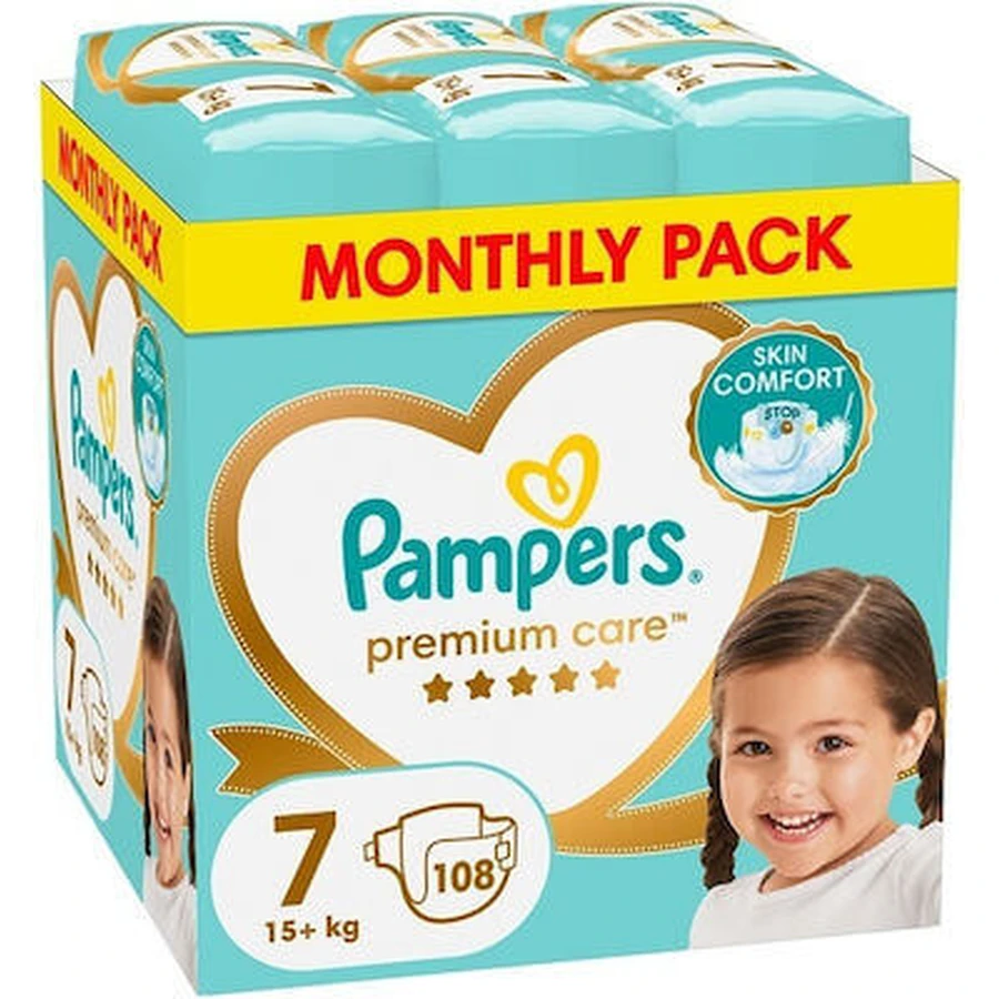 PAMPERS Premium Care No. 7 Pentru 15+kg 108 Bucăți