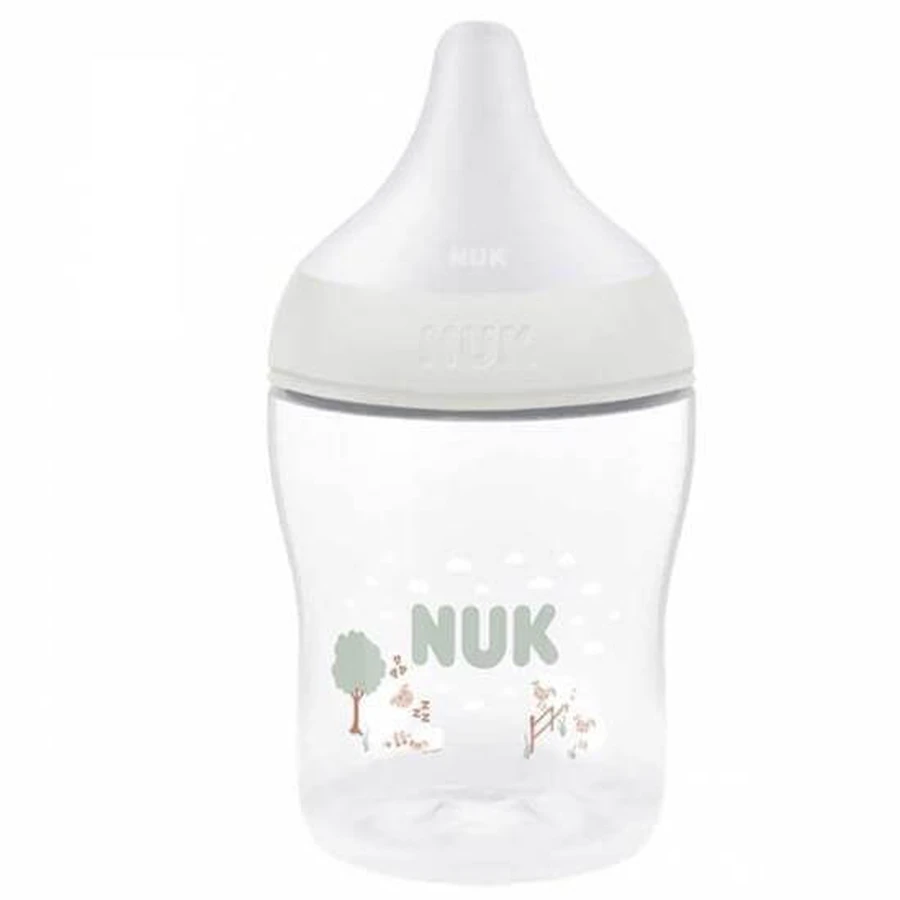 NUK Perfect Match Sticlă din plastic anticolic cu mamelon din silicon și indicator de temperatură pentru 0+ luni, 150ml