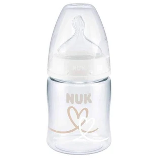 NUK Sticlă din silicon First Choice Plastic 0-6m 150ml cu control al temperaturii și indicator de control al temperaturii - alb
