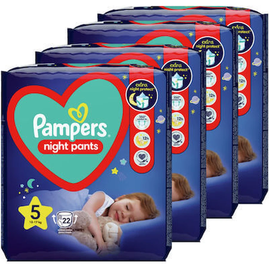 PAMPERS Night Pants Baby Night Pants No.5 12-17Kg 88 sztuk (4 opakowania po 22 sztuki): ceny i cechy