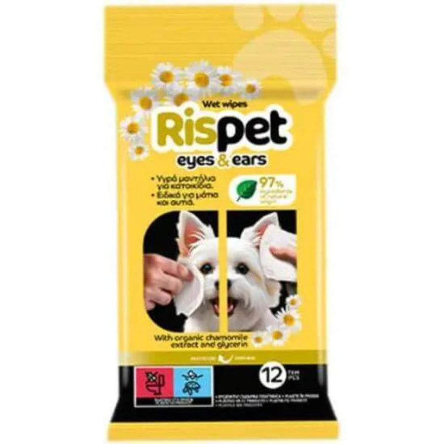RISPET Eyes & Ears Wet Wipes Lingettes nettoyantes pour les yeux et les oreilles 12 pièces