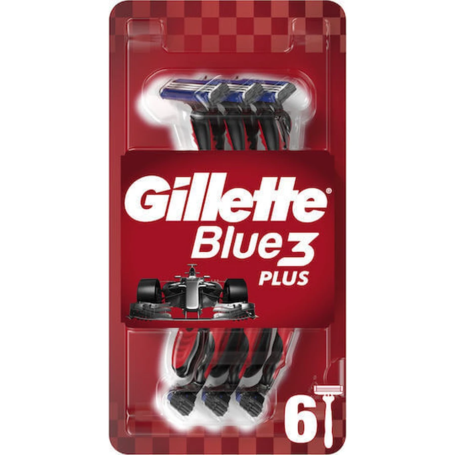 GILLETTE Blue3 Plus Red Aparate de ras de unică folosință Aparate de ras pentru bărbați cu 3 lame 6 bucăți