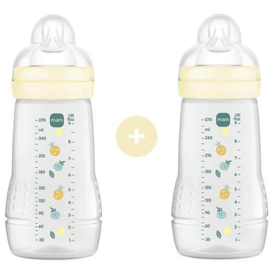 MAM Easy Active Sticlă din plastic cu tetină din silicon de la 2+ luni 270ml 2 bucăți