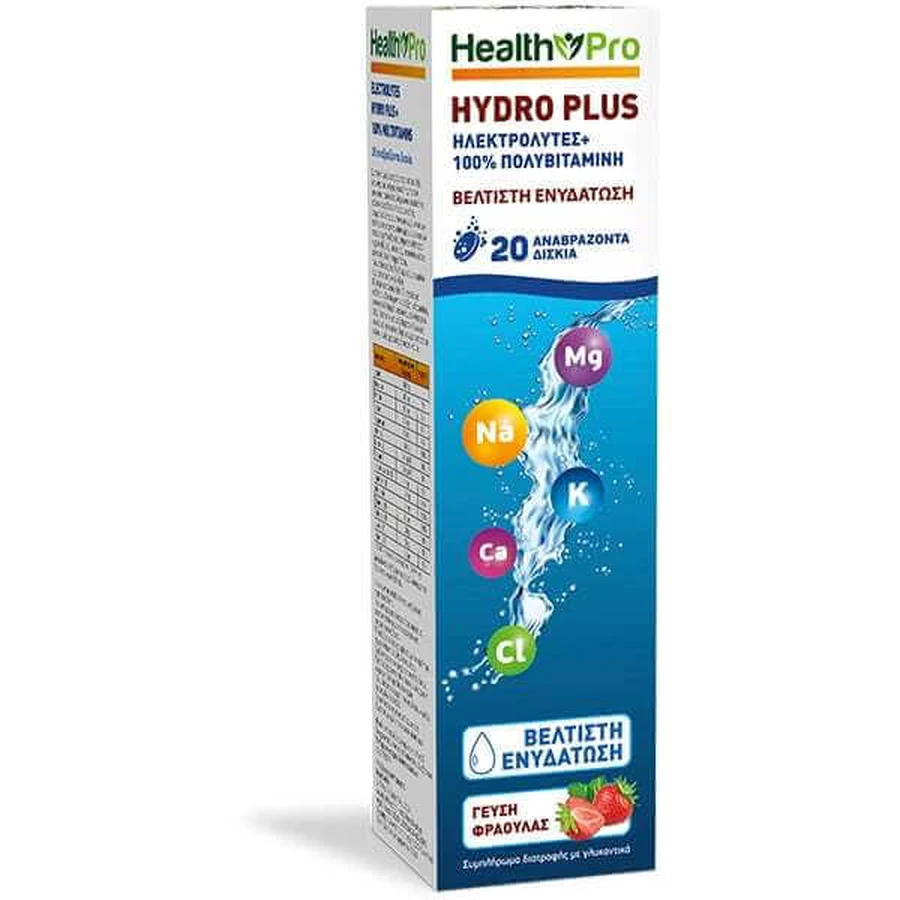HEALTH PRO Hydro Plus Multivitamine Aardbeiensmaak 20 bruistabletten