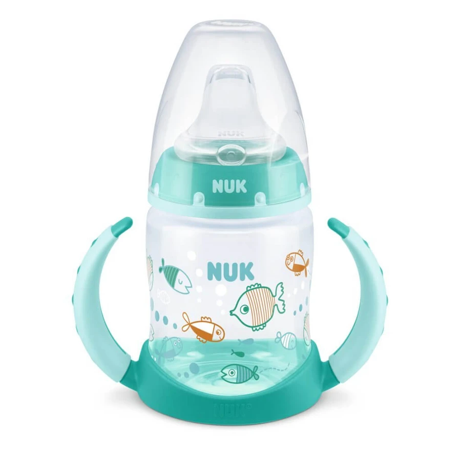NUK First Choice Learner Bottle Training Bottle With Two Handles & Soft Silicone Nozzle For 6-18 Months 150ml 10.743.943 - Green