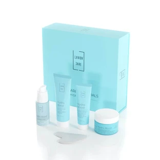 LAVISH CARE Hydro Boost Mască facială hidratantă 75ml - Scrub Blonde Exfoliere facială întinerire cu Hyaluronic 50ml - Gel cremă hidratant cu textură ușoară 50ml - Ser facial hidratant 30ml - Gua Sha GRATUIT