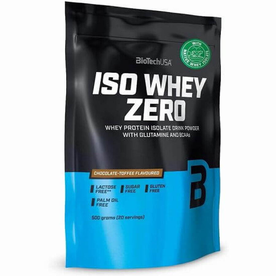 Iso Whey Zero Proteína en Polvo, Chocolate Tofee, 500g, BiotechUSA