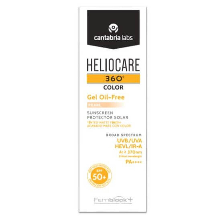 Heliocare 360 Color Gel de Protección Solar con FPS 50+, Nunata Perla, 50 ml, Cantabria Labs