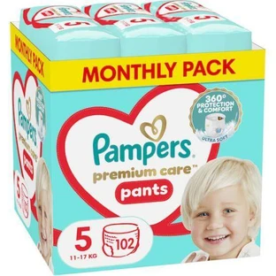 PAMPERS Premium Care Pants Scutece lunare pentru copii-No5 (11-17kg) 102 bucăți