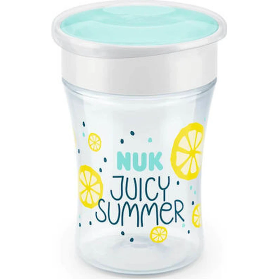 NUK Fruits Magic Cup Pahar de învățare cu margine perimetrală și capac cu capac de fructe de struguri, pentru 8+ luni 230ml 10.255.593 - Galben