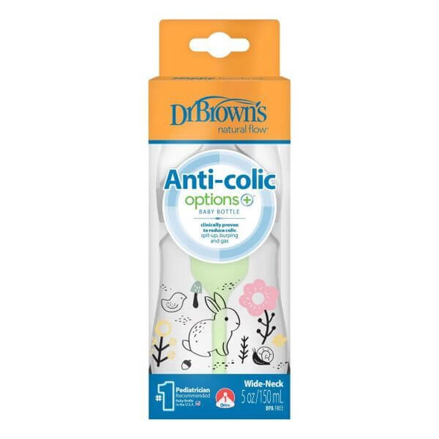 DR BROWN'S Plastikowa butelka dla królików Options+ z szeroką szyjką przeciw kolkom 150ml WB 51009: ceny i cechy