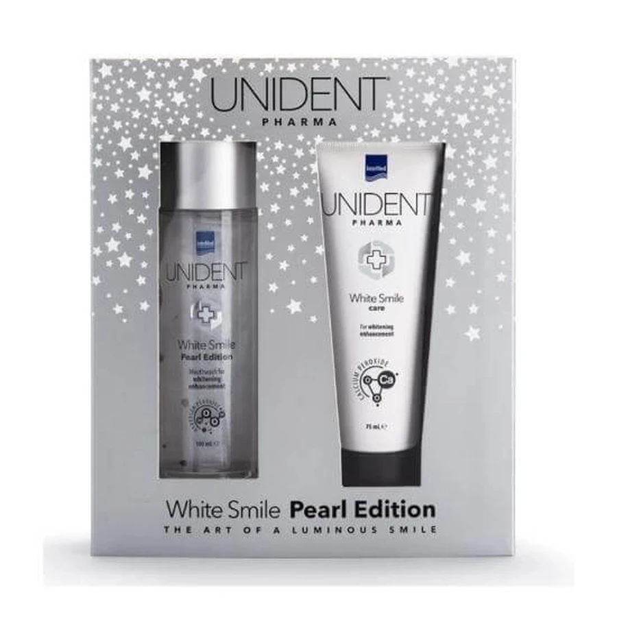 UNIDENT Pharma Care White Smile After Bleaching Kit Whitening Zahnpasta 75ml & Mundspülung 100ml