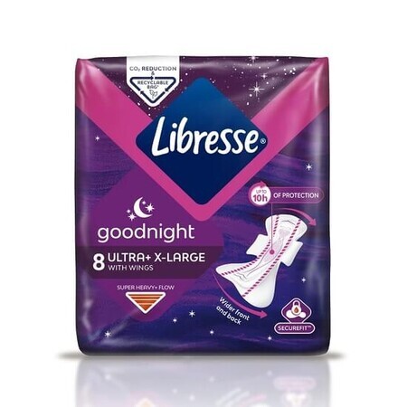 Almohadilla absorbente Ultra Goodnight Extra Large, 8 piezas, Libresse