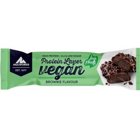 Barre protéinée végétalienne au chocolat givré, saveur brownie, 55g, Multipower