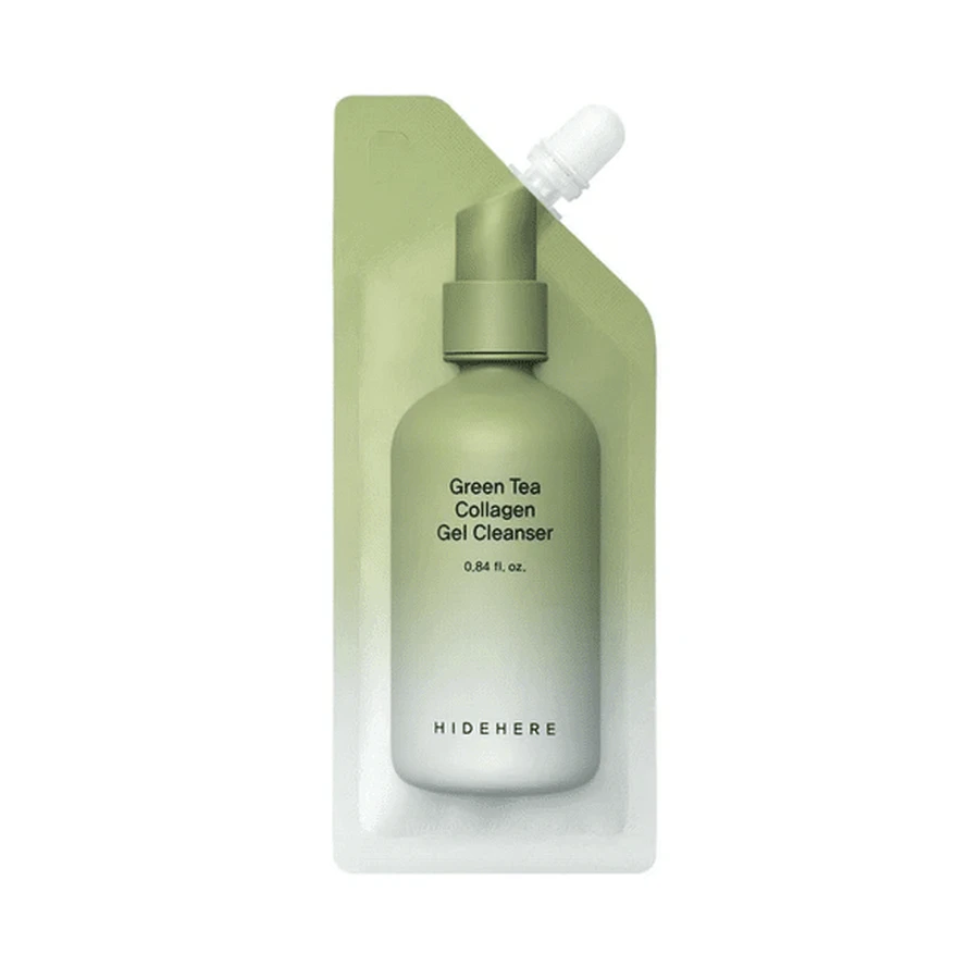 HIDEHERE Gel Limpiador Hipoalergénico Té Verde Colágeno, Limpiador Facial Hipoalergénico 3 en 1, 25ml