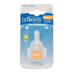 DR. BROWN'S Natural Flow Silicone Bottle Nipple Options+ With Narrow Neck Level 3 6+ Months 2 Pieces 332
