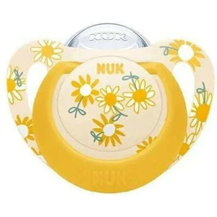 NUK Star Orthodontic Silicone Soother for 6-18 Months - Yellow Flowers