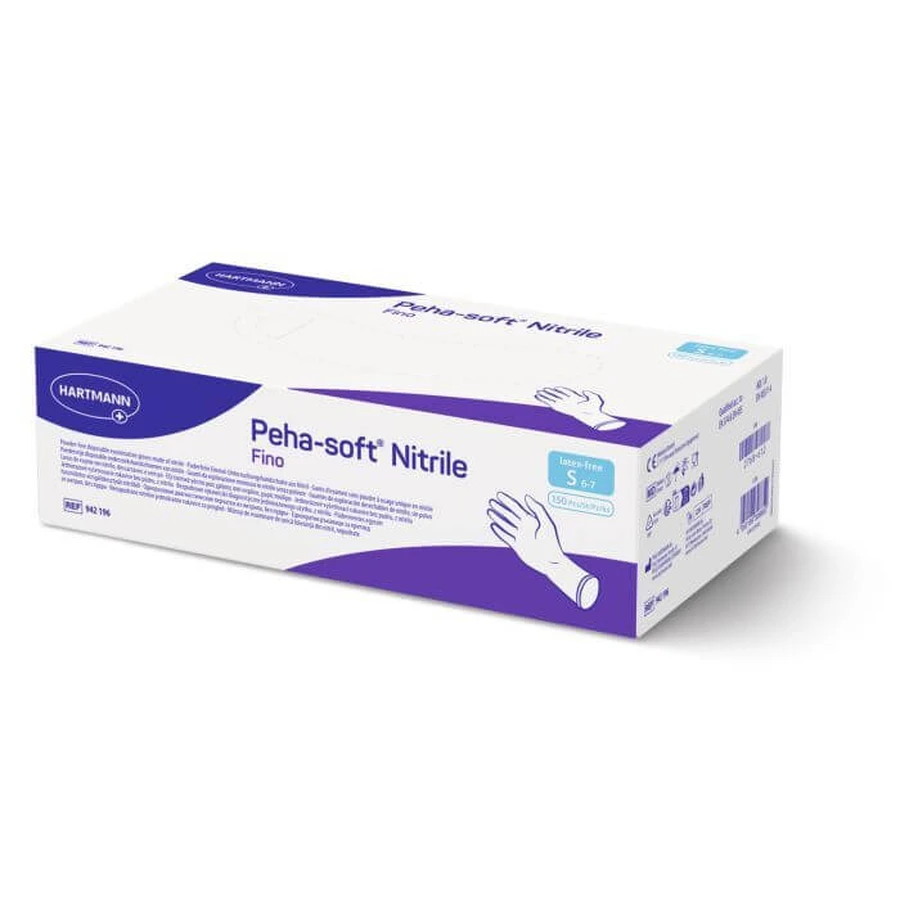 HARTMANN Peha-Soft Nitrile Fino Blue Disposable Nitrile Gloves without powder - Pack of 150 pieces - Select Size
