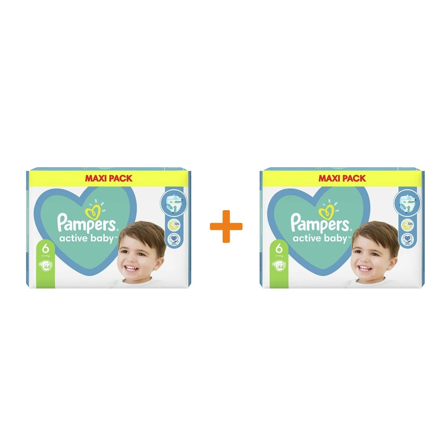 PAMPERS Scutece pentru copii Active Baby No.6 13-18Kgr 88 bucăți Maxi Pack (2 pachete de 44 bucăți)