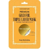 KOCOSTAR Gold Foil Triple Layer Mask Gesichtsmaske mit sechs verschiedenen Arten von Hyaluronsäure & Gold 1 Stück
