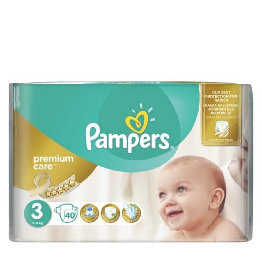 PAMPERS Scutece pentru copii Premium Care No.3 5-9Kgr 40 bucăți Pachet valoric