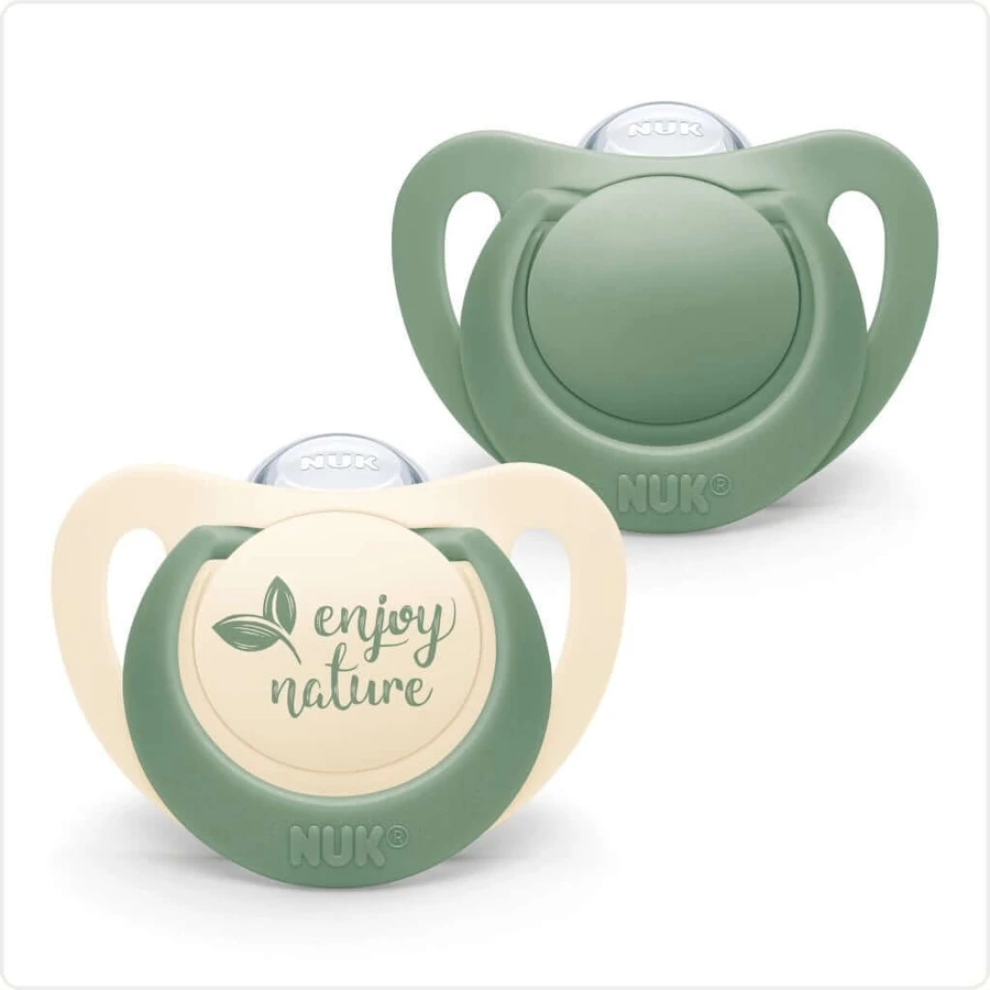 Suzeta din silicon NUK For Nature 18-36m 2 bucăți în diferite modele - verde