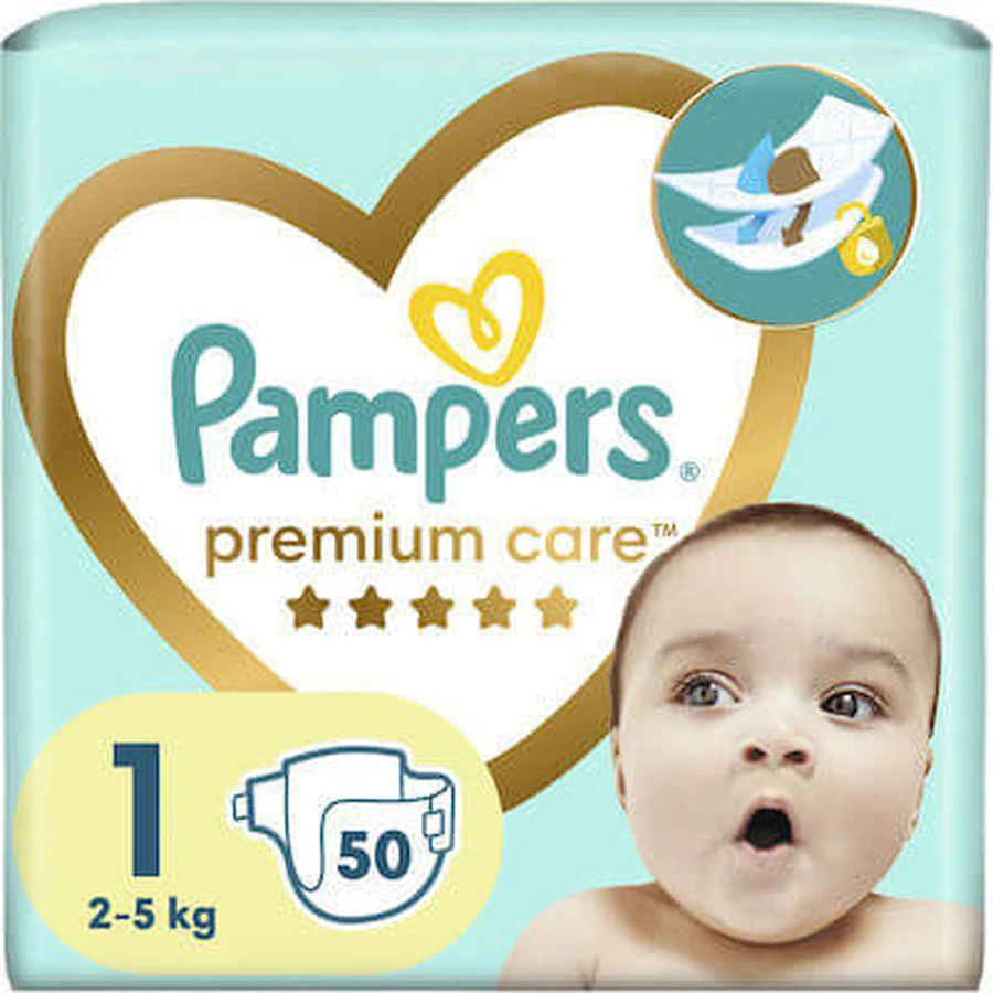 PAMPERS Premium Care Newborn Value Pack No1 Pour 2-5kg 50 pièces