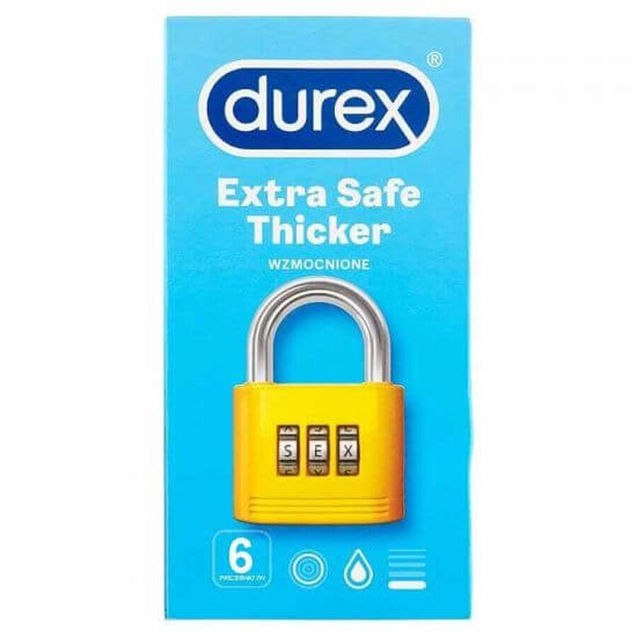 Preservativo Extra Safe, 6 piezas, Durex