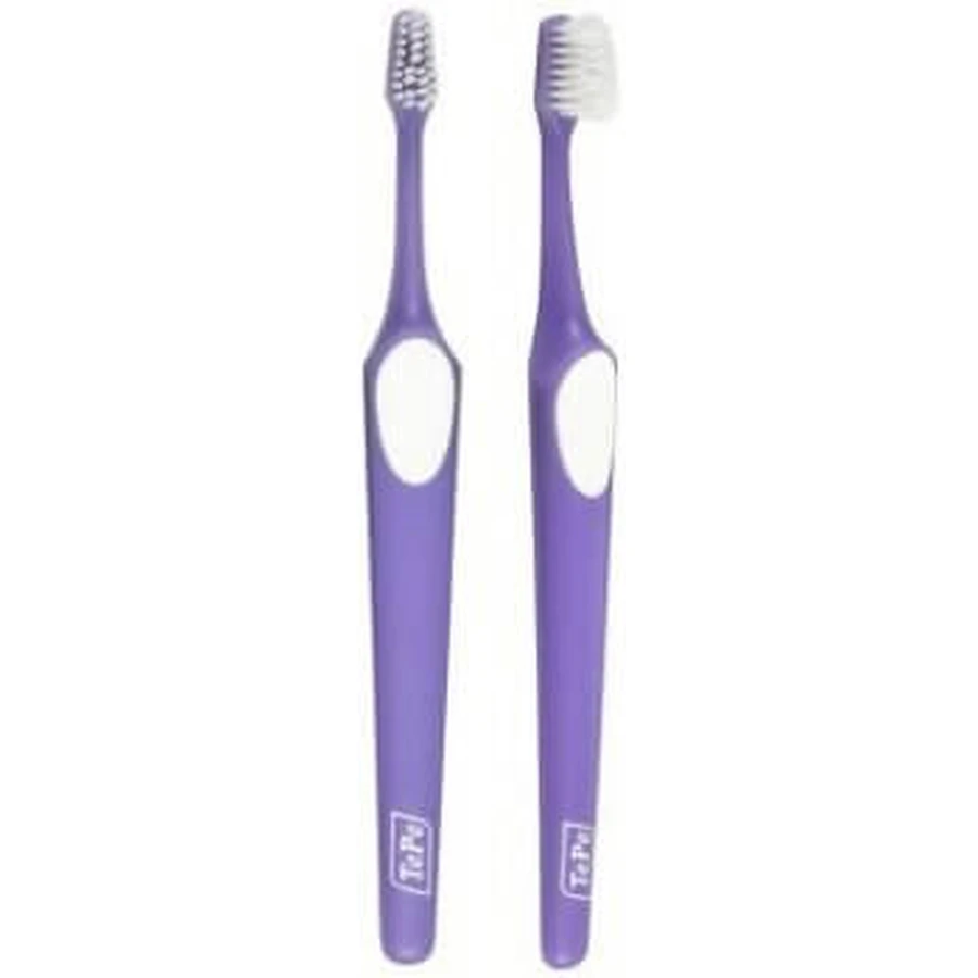 TEPE Spazzolino da denti supremo morbido con testina piccola in vari colori - Viola-Bianco