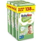 BABYLINO Scutece moi din bumbac sensibil pentru copii No4+ 10-15kg (46x3) 138 bucăți Super Pack
