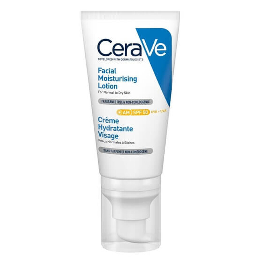 Crema hidratanta pentru ten normal-uscat cu SPF 50, 52 ml, CeraVe