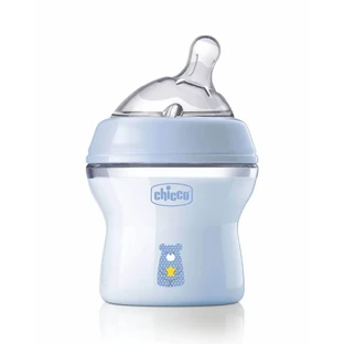 CHICCO Natural Feeling Plastic Bottle with Silicone Nipple for 0+ Months 150ml blue [81311-20]