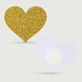 Couvre-tétine en forme de coeur à paillettes dorées